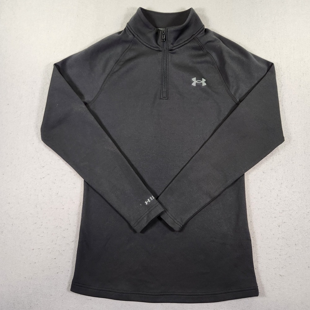 Under Armour Mens ColdGear Base 4.0 Quarter Zip Pullover Black Fitted Small